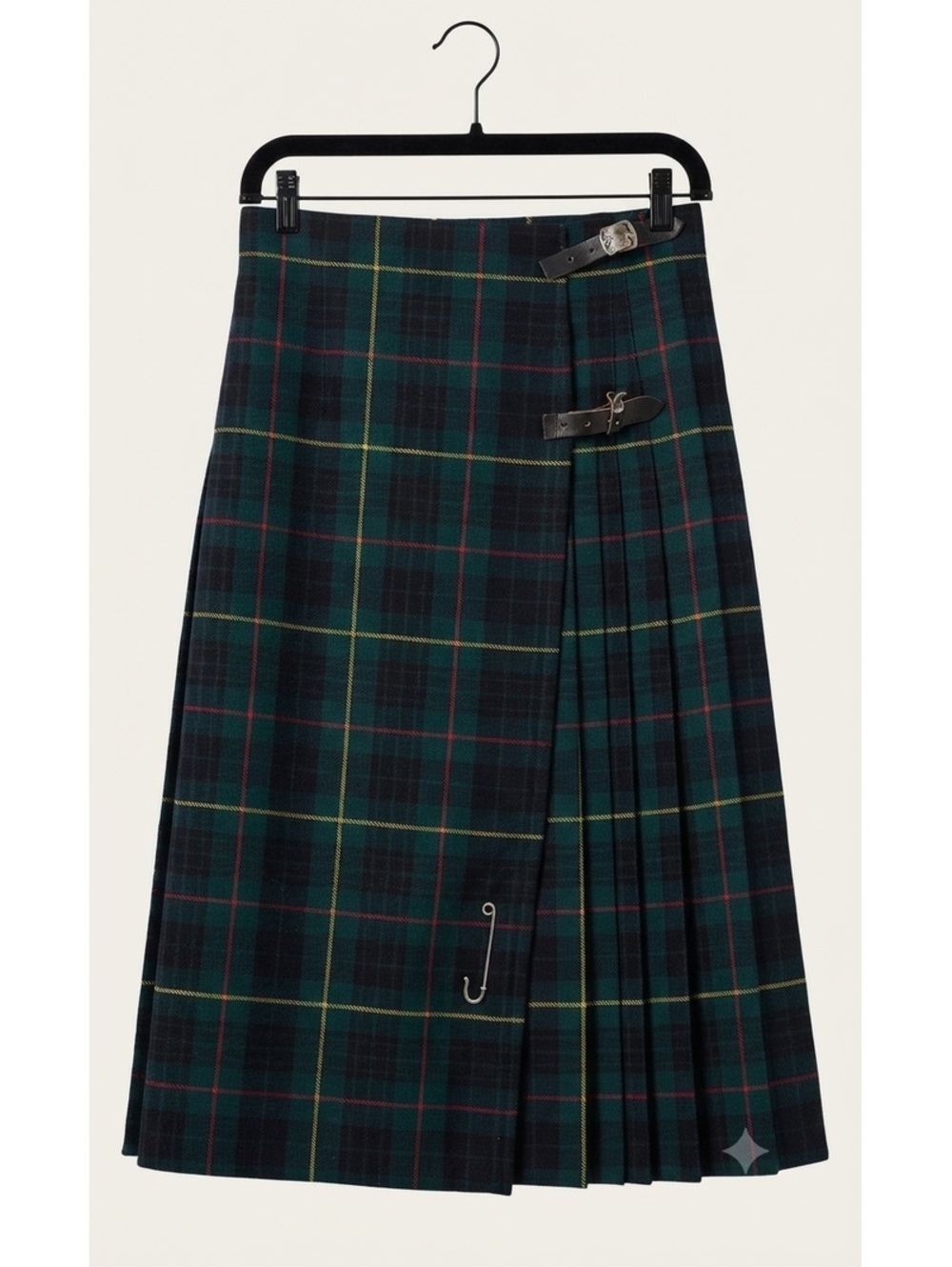 Glenisla Classics Vintage Pure Wool Black Watch Tartan Pleated Skirt Sz Small